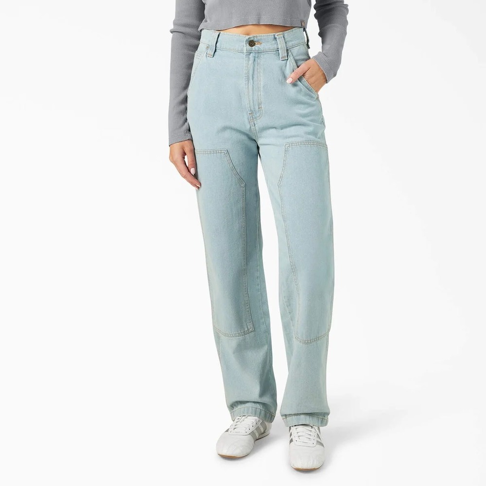 Dickies Madison High Waisted Double Knee Carpenter Jeans Light Wash Size 27